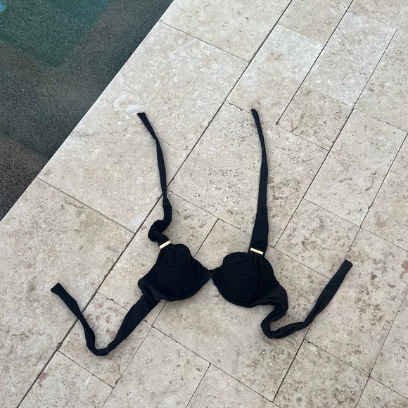 A.Che Halter Swim Bikini Top Black Knit - Picture 7 of 7